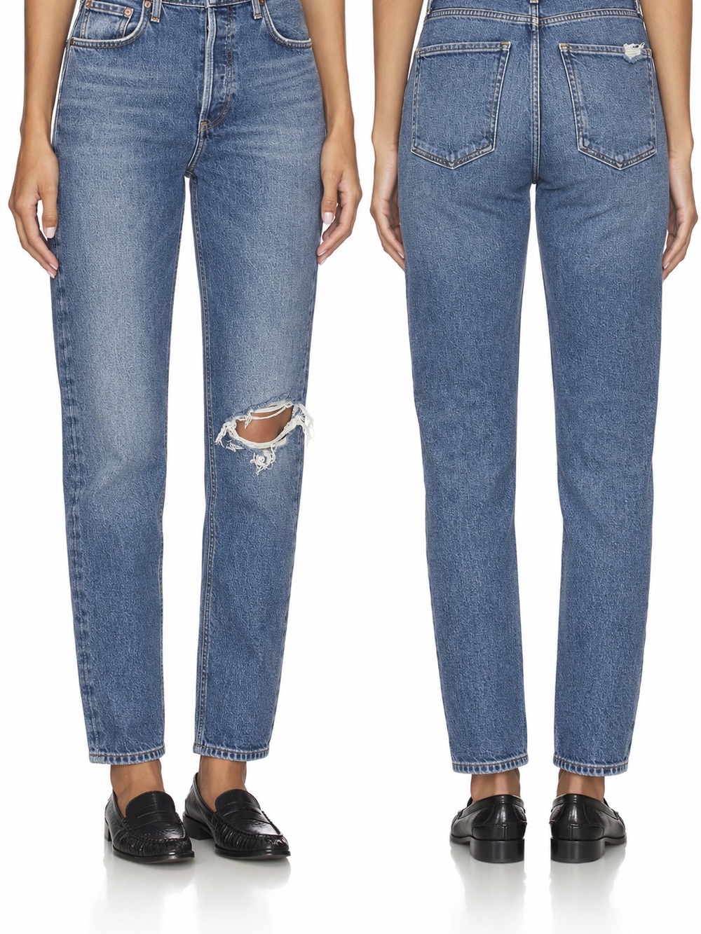 AGOLDE Nico Women’s Jeans, Size 28, High Rise with Distressed Knee Detail